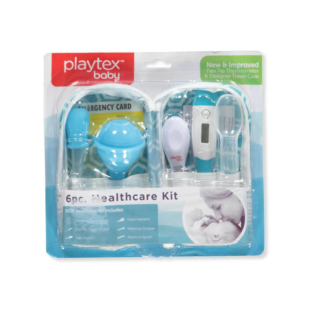 Playtex 6pc Healthcare Kit with Carrying Case Blue Thermometer Baby Gift New